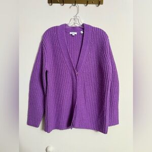 Vince Womens Small Wool Alpaca Blend Oversized Cardigan Purple Button Up Knit S